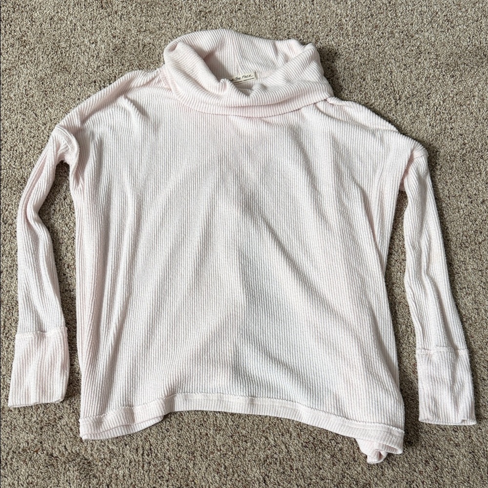 We The Free Light Pink Cowl Neck Sweater